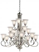 Kichler 43192NIL18 - Monroe 48" 16 Light 3 Tier LED Chandelier with Satin Etched Glass in Brushed Nickel