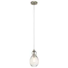 Kichler 43959NI - Riviera 11.25" 1 Light Pendant with Clear Ribbed Glass in Brushed Nickel