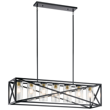 Kichler 44082BK - Moorgate 48" 7 Light Linear Chandelier with Clear Glass in Black and Brass
