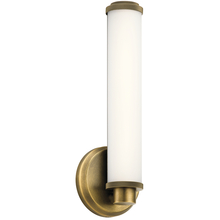 Kichler 45686NBRLED - Indeco 14.5" LED Linear Vanity Light with Satin Etched White Glass in Natural Brass