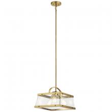 Kichler 52125BNB - Darton 13.75" 3 Light Convertible Pendant/Semi Flush with Clear Glass in Brushed Natural Brass