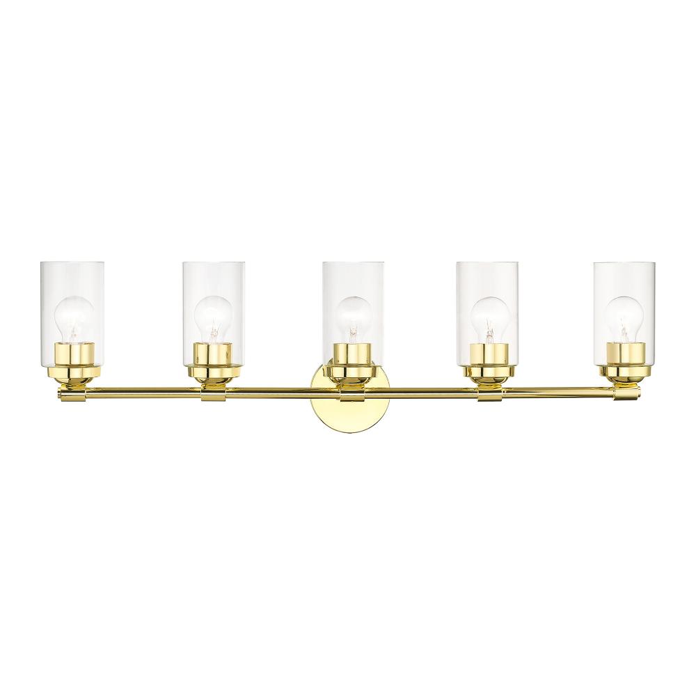 5 Light Polished Brass Large Vanity Sconce