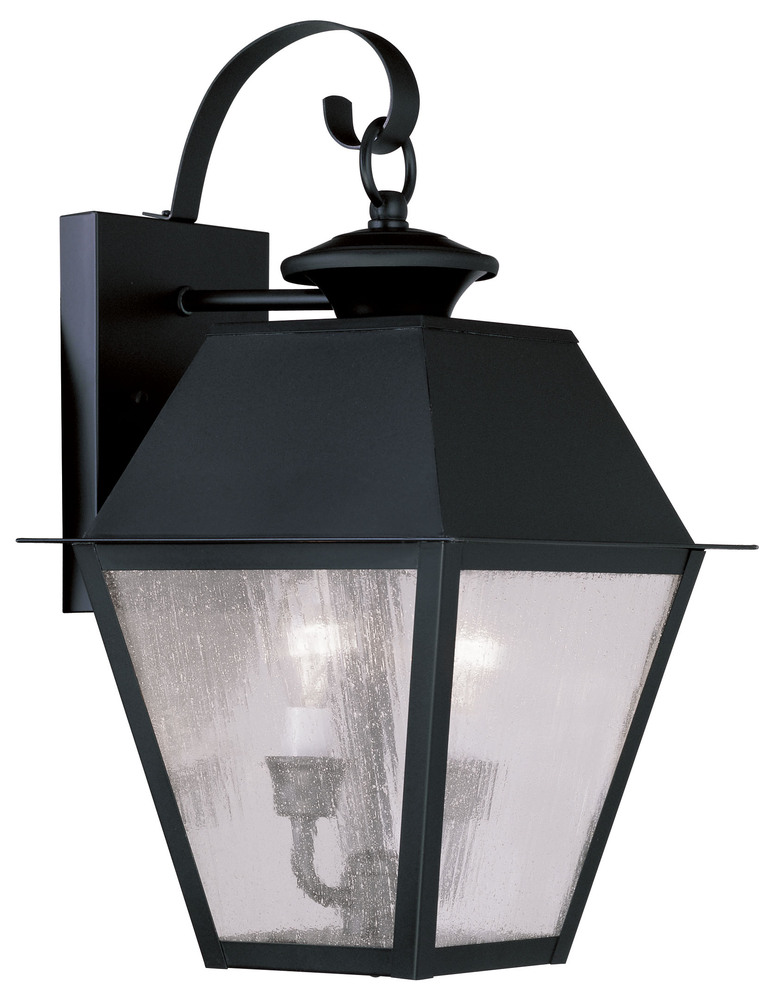 2 Light Black Outdoor Wall Lantern