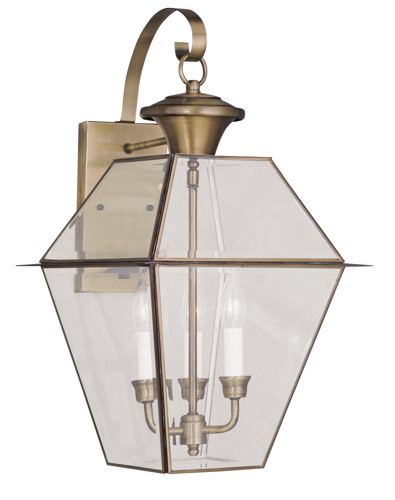 3 Light AB Outdoor Wall Lantern