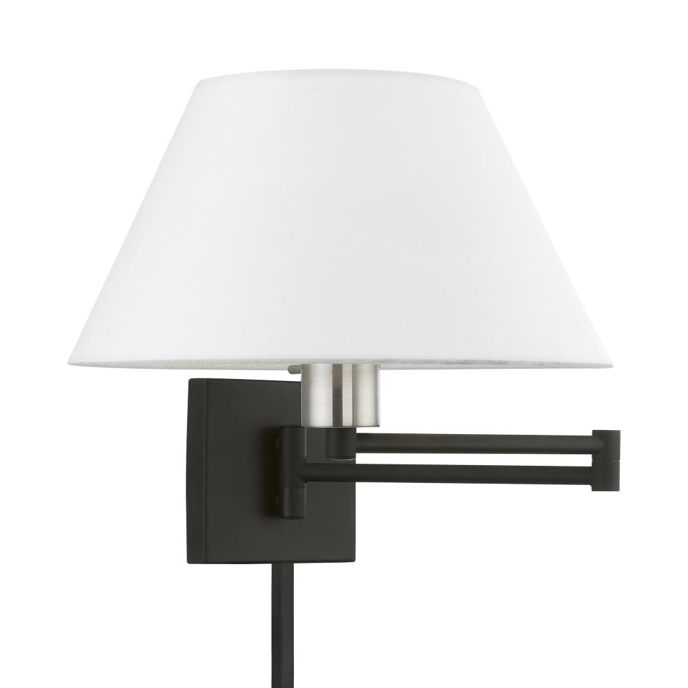 1 Light Black with Brushed Nickel Accent Swing Arm Wall Lamp