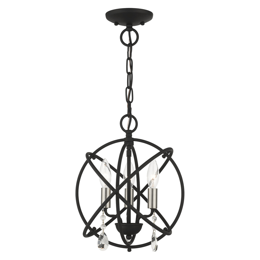 3 Lt Black Convertible Chandelier / Semi Flush