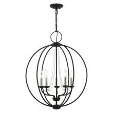 Livex Lighting 40915-04 - 5 Light Black with Brushed Nickel Finish Candles Globe Chandelier