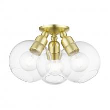 Livex Lighting 48978-12 - 3 Light Satin Brass Sphere Semi-Flush