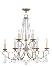 Livex Lighting 6519-73 - 9 Light Antique Silver Leaf Chandelier