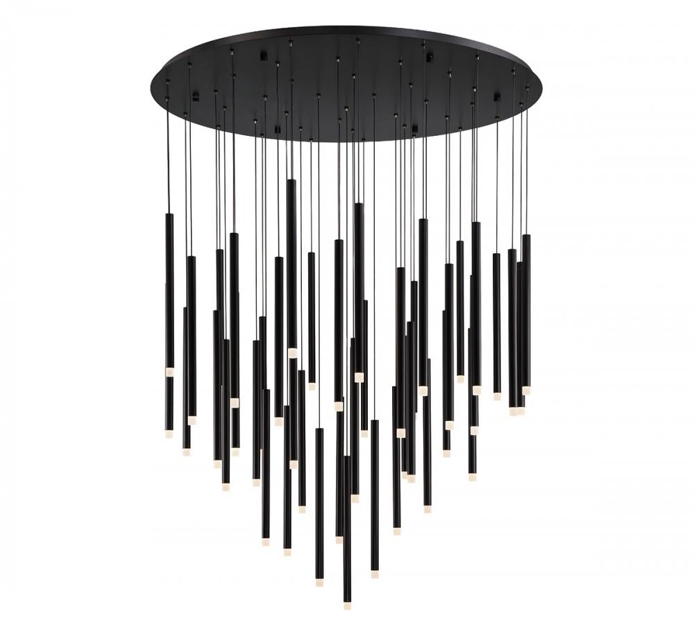 Amalfi, 44 Light Round LED Chandelier, Matte Black