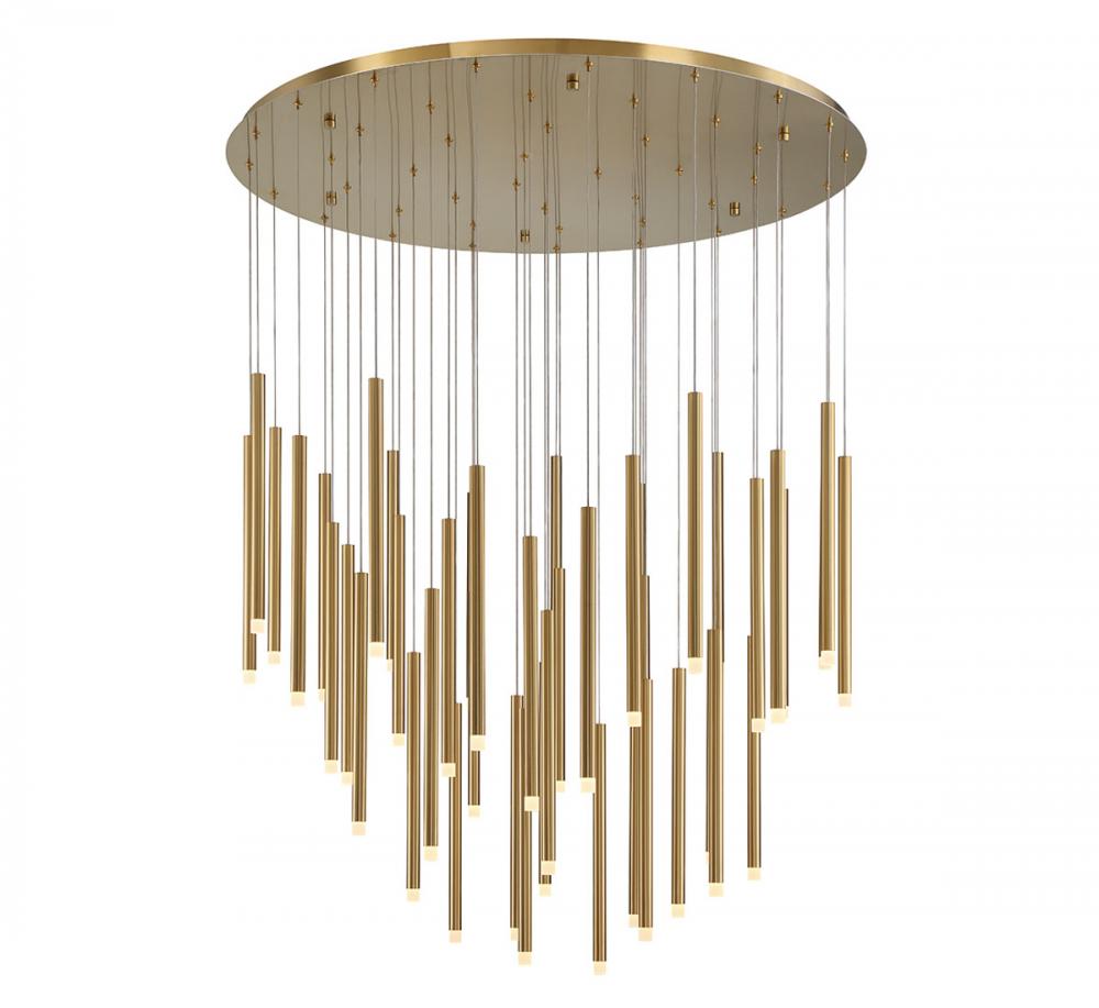 Amalfi, 44 Light Round LED Chandelier, Plated Brushed Gold