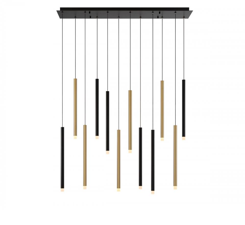 Amalfi, 12 Light Linear LED Chandelier, Mixed