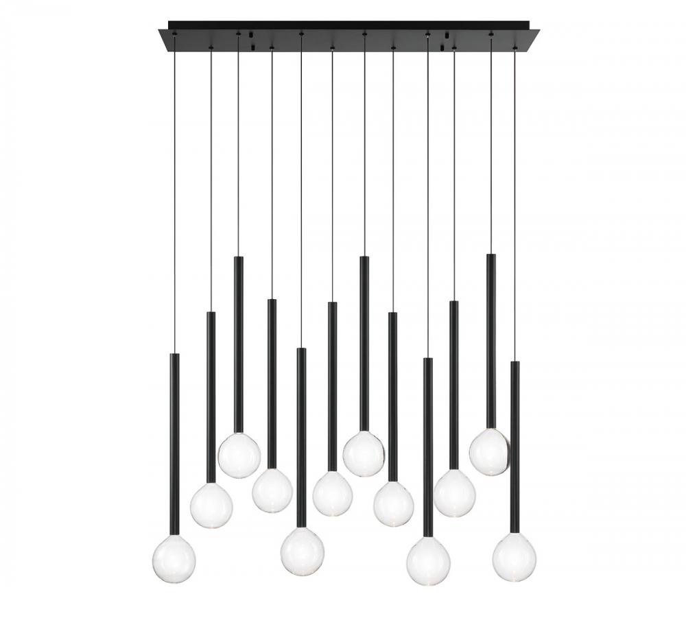 Positano, 12 Light Linear LED Chandelier, Matte Black