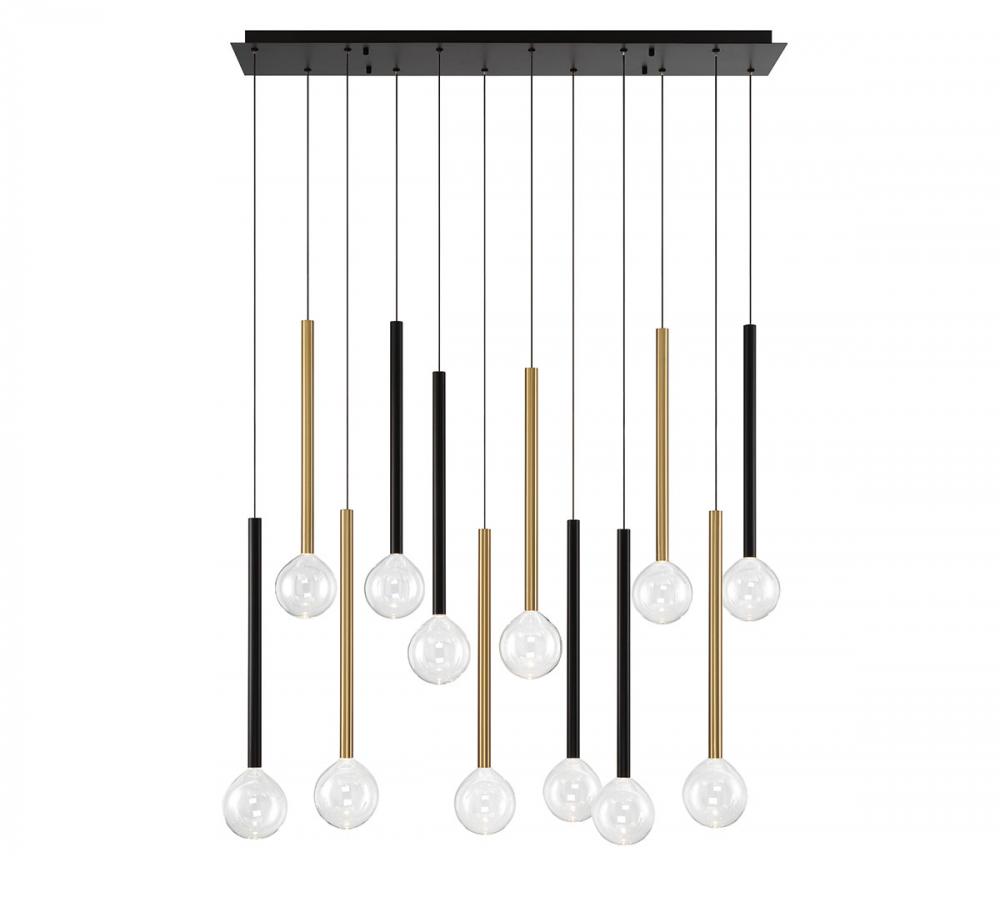 Positano, 12 Light Linear LED Chandelier, Mixed