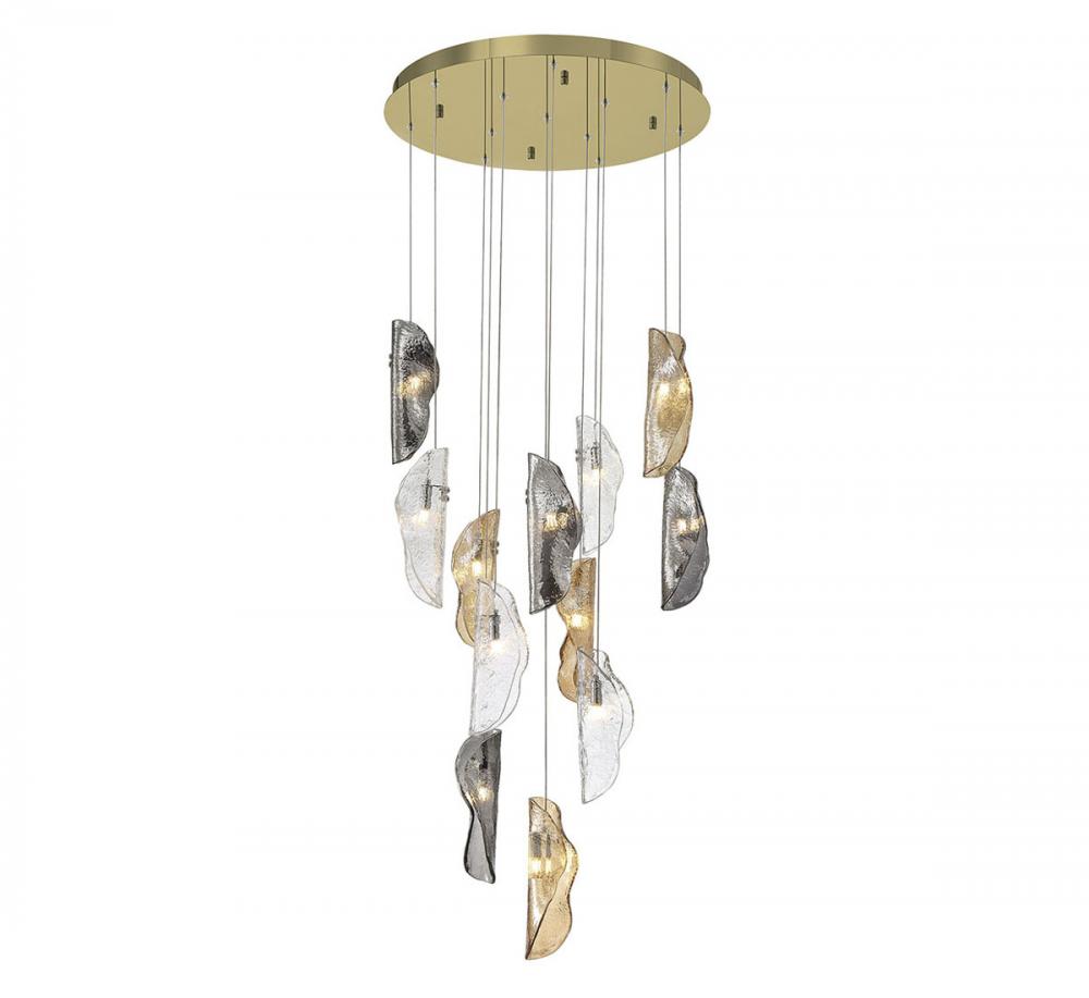 Sorrento, 12 Light round LED Chandelier, Mixed, Gold Canopy