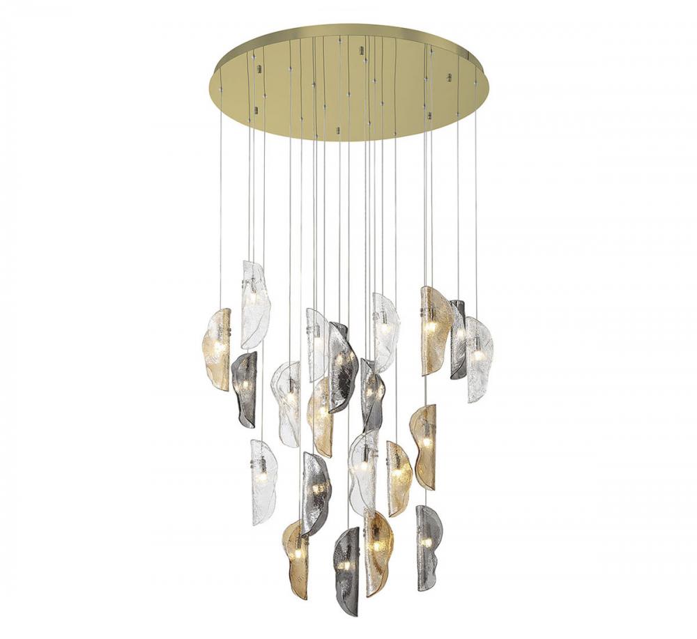 Sorrento, 21 Light Round LED Chandelier, Mixed, Gold Canopy