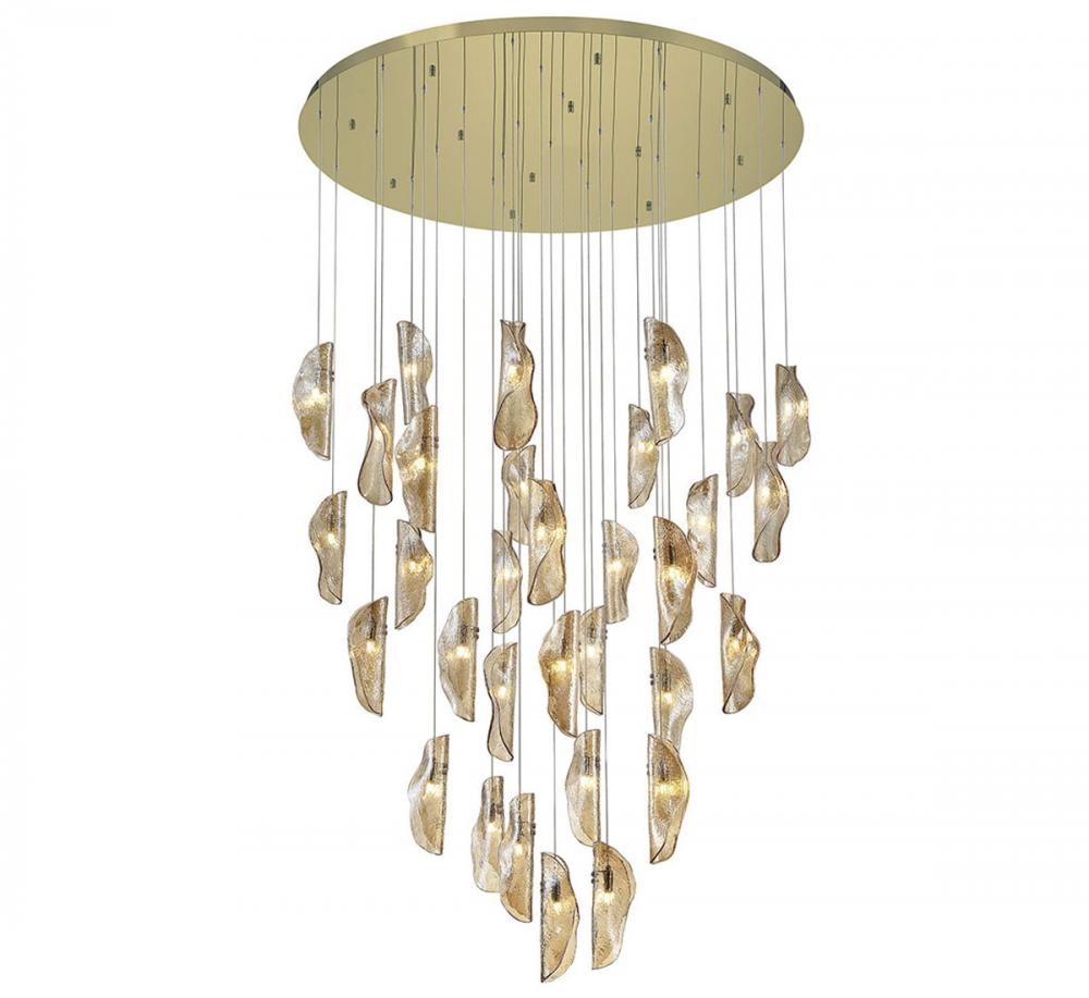 Sorrento, 32 Light LED Grand Chandelier, Amber, Gold Canopy