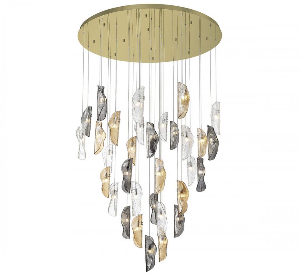 Sorrento, 32 Light LED Grand Chandelier, Mixed, Gold Canopy