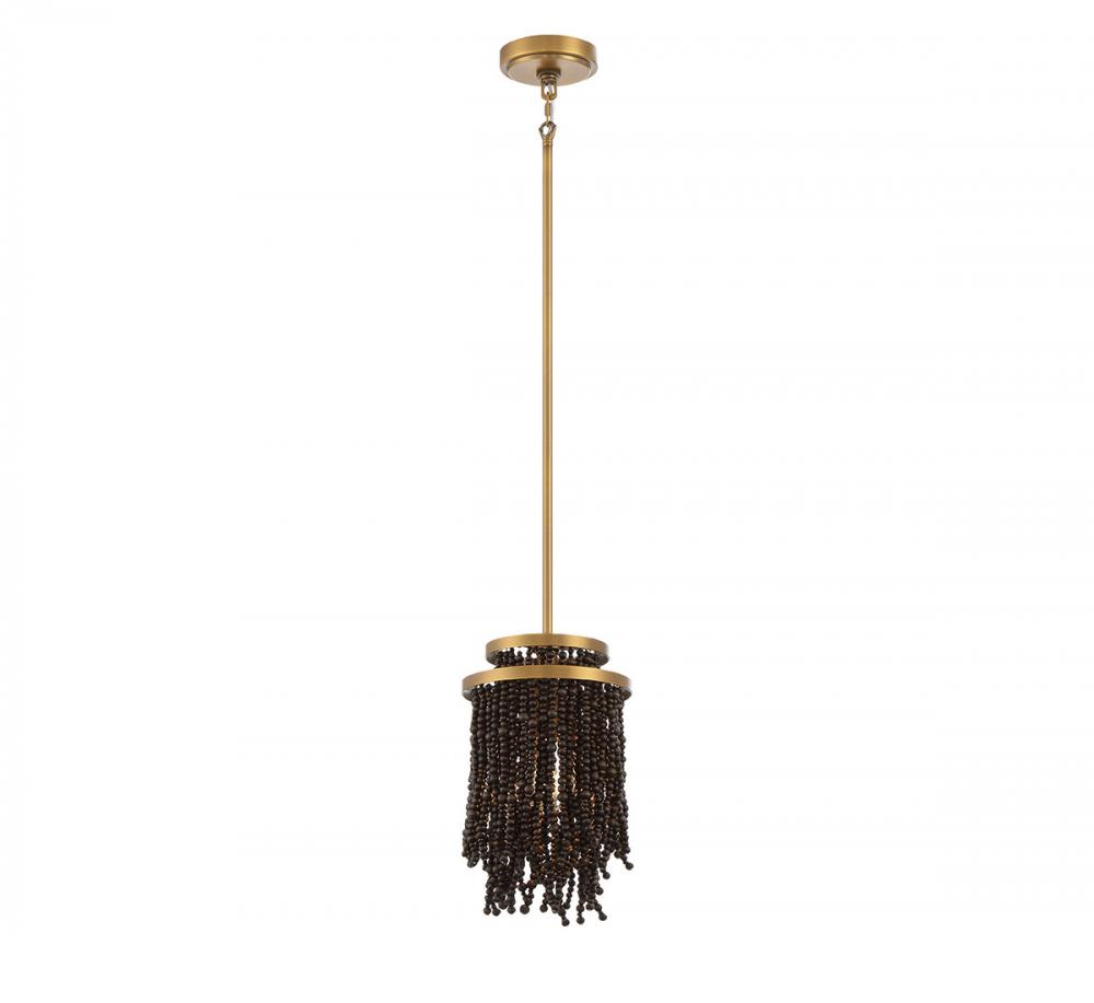 Molfetta, 1 Light Pendant, Antique Brass with Black Beads