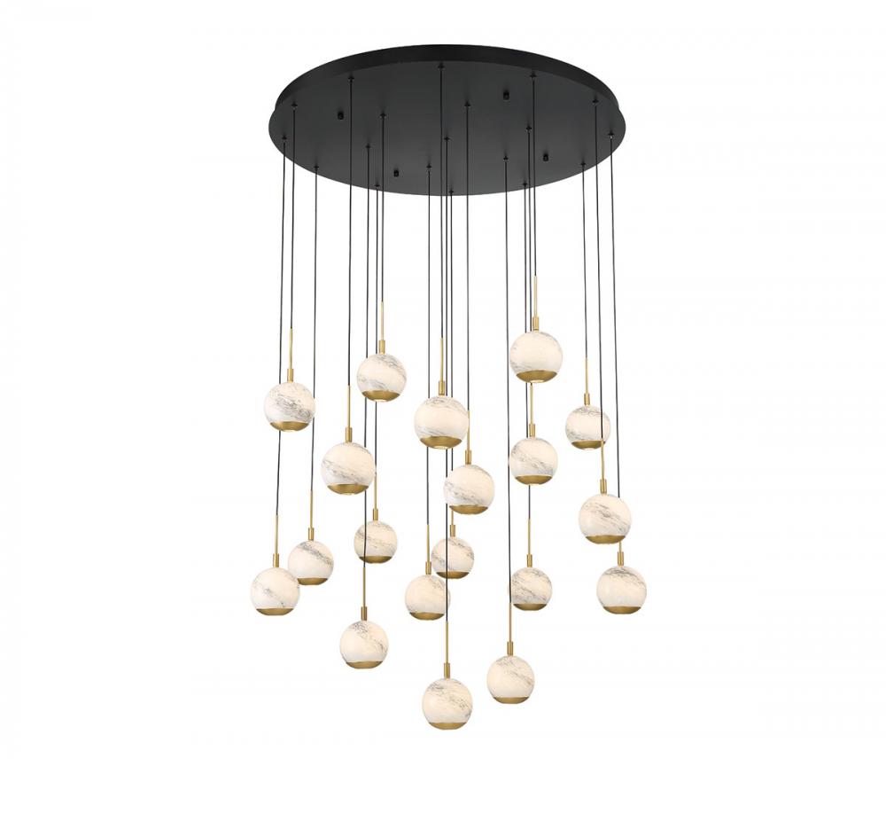 Baveno, 19 Light Round LED Chandelier, Matte Black