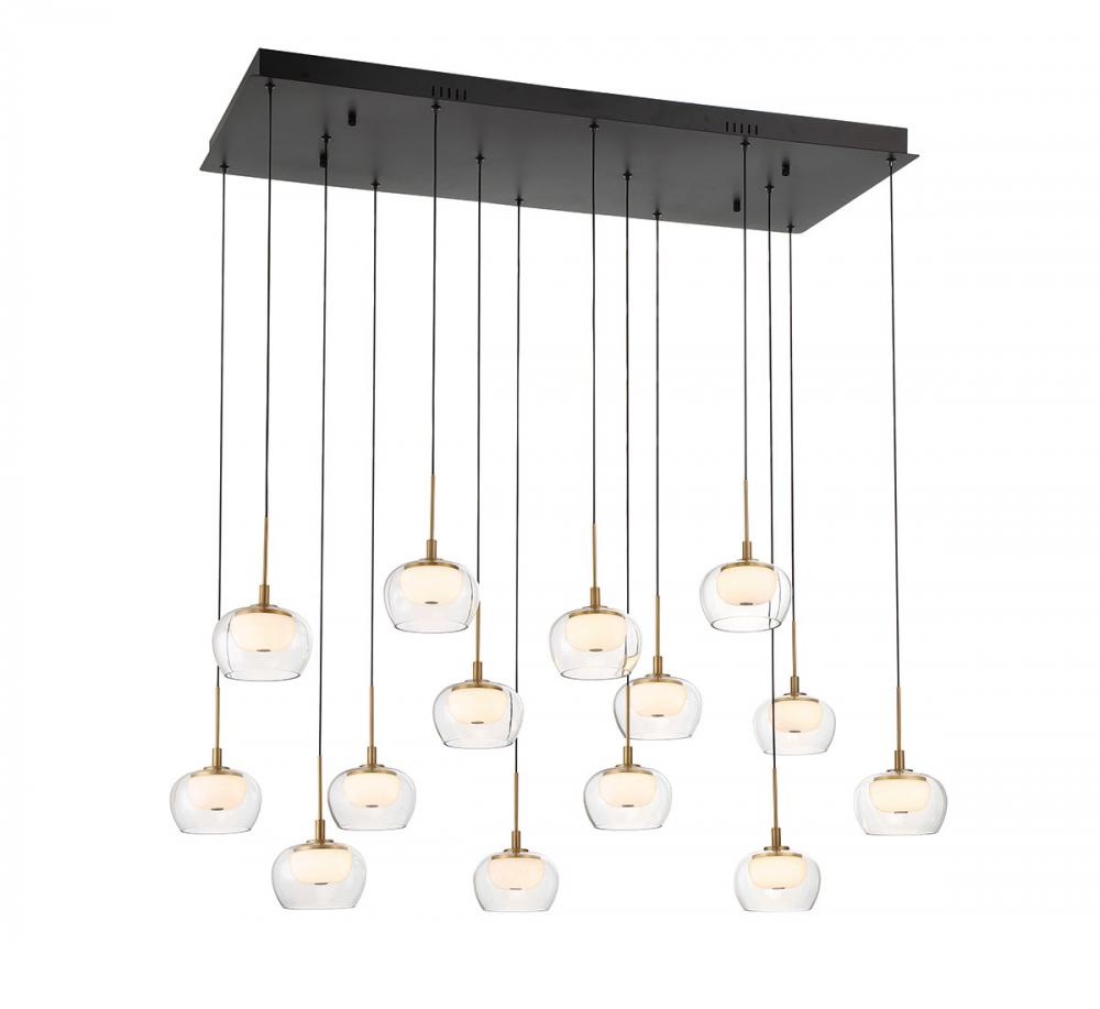 Manarola, 14 Light Rectangular LED Chandelier, Matte Black