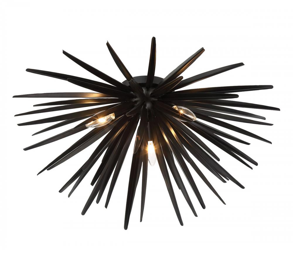 Trapani, 3 Light Ceiling Mount, Metallic Black