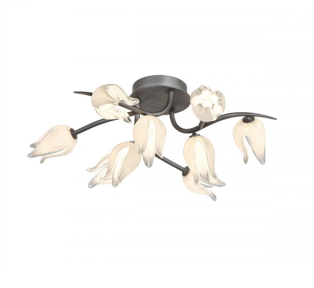 9 Light LED Ceiling Mount, Brushed Vintage Grey