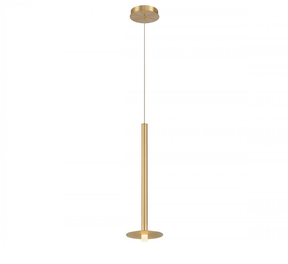 Piatto, 1 Light LED Pendant, Plated Brushed Gold