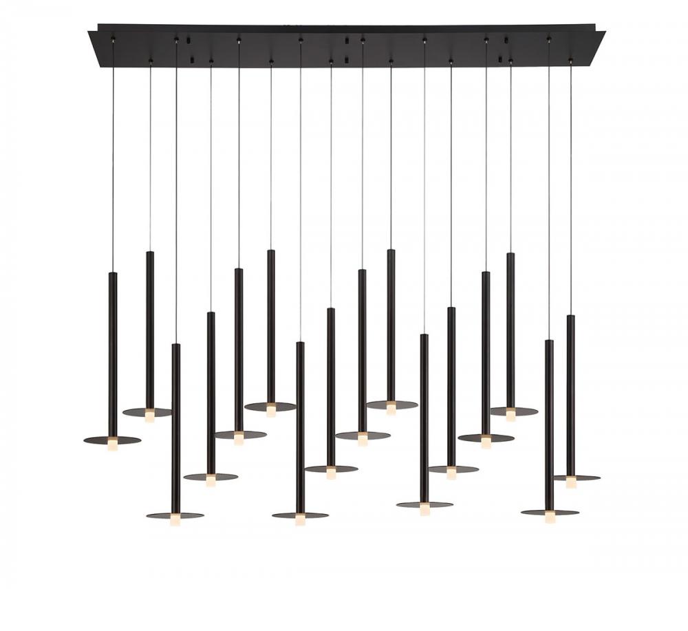 Piatto, 16 Light Linear LED Chandelier, Matte Black