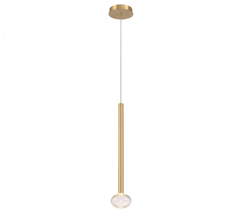 Soffio, 1 Light LED Pendant, Plated Brushed Gold