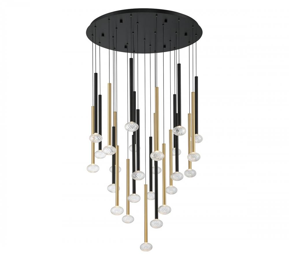 Soffio, 25 Light Round LED Chandelier, Mixed