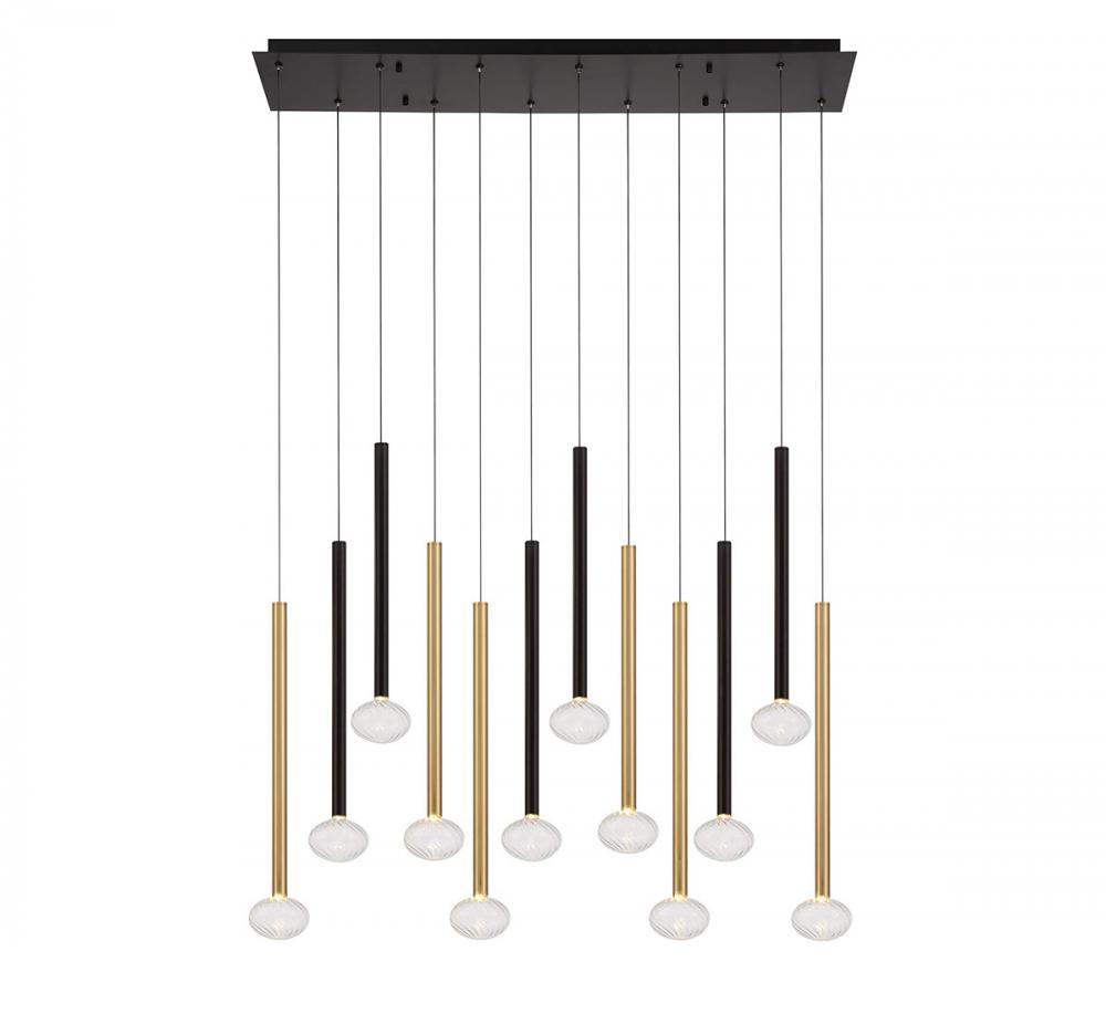 Soffio, 12 Light Linear LED Chandelier, Mixed