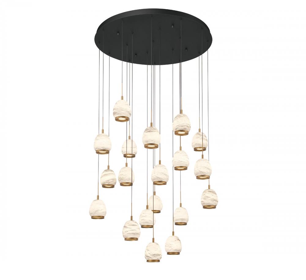 Lucidata, 19 Light Round LED Chandelier, Matte Black