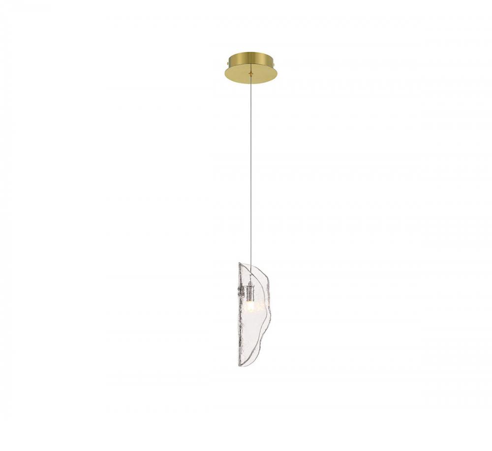 Sorrento, 1 Light LED Pendant, Clear, Gold Canopy