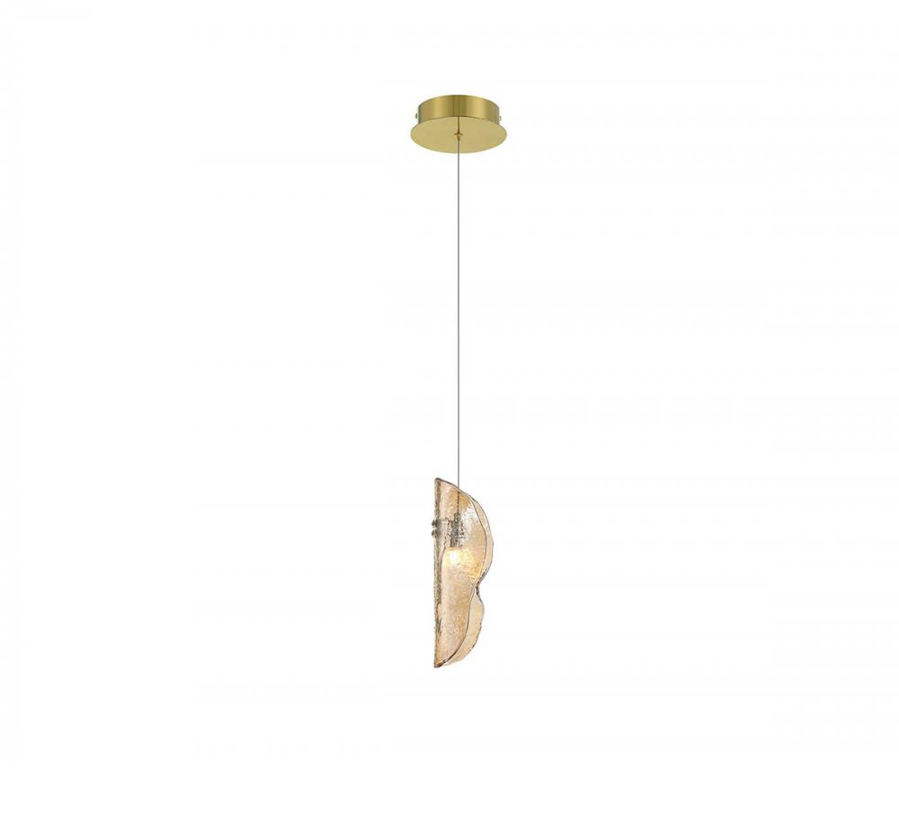 Sorrento, 1 Light LED Pendant, Amber, Gold Canopy