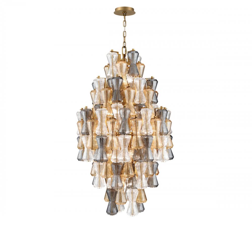 Veneto, 20 Light Chandelier, Aged Brass