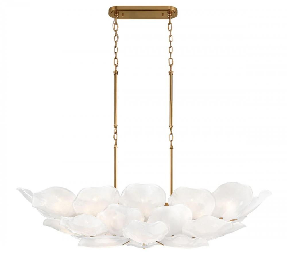 Corato, 26 Light Island Chandelier, Brushed Brass with Translucent White Glass