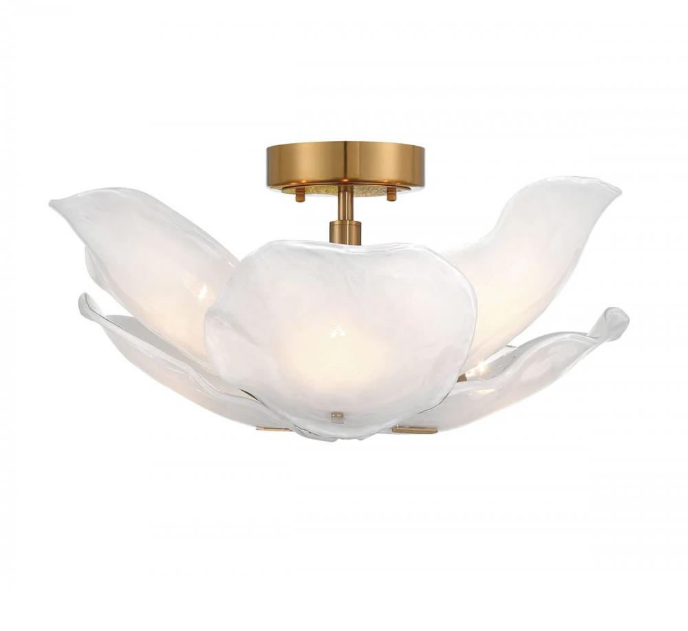 Corato , 6 Light Flushmount/Pendant, Brushed Brass with White Translucent