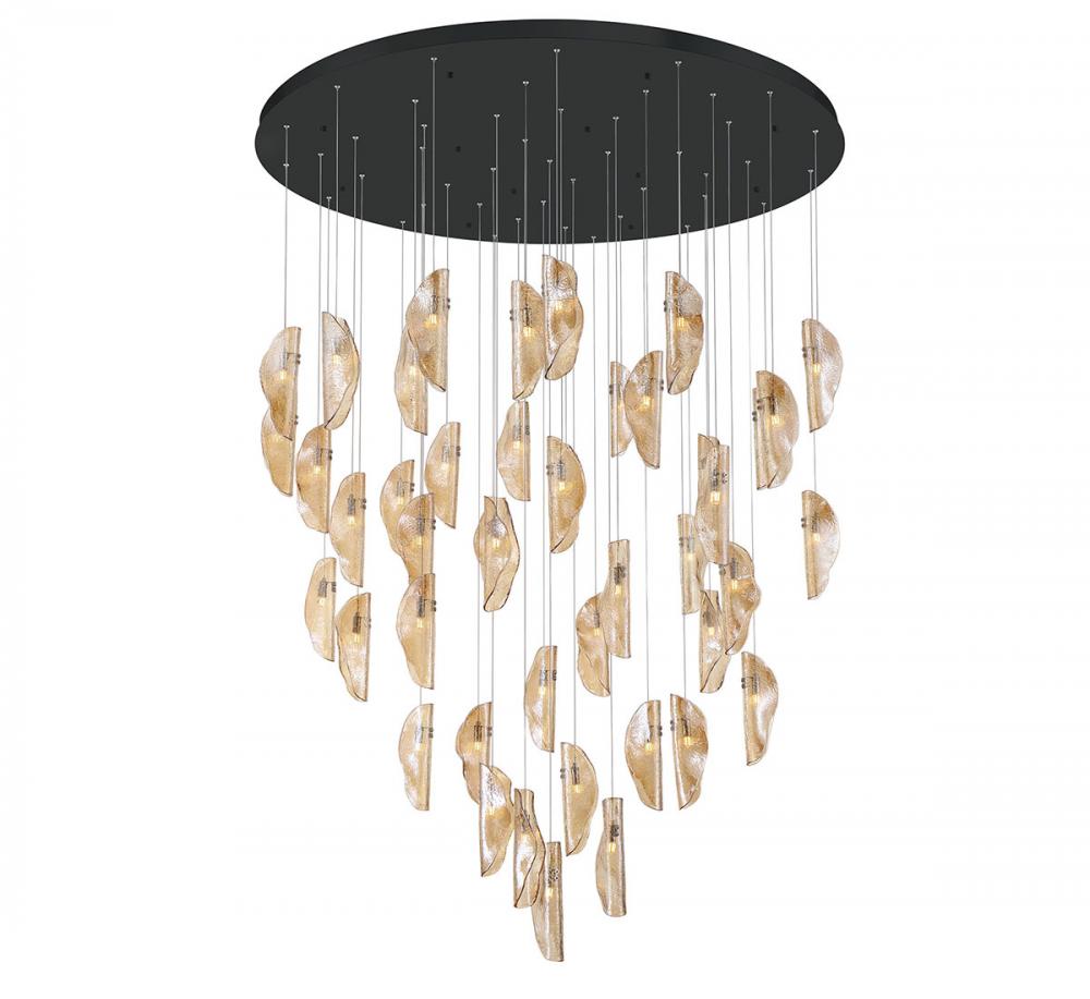 Sorrento, 45 Light LED Grand Chandelier, Amber, Black Canopy