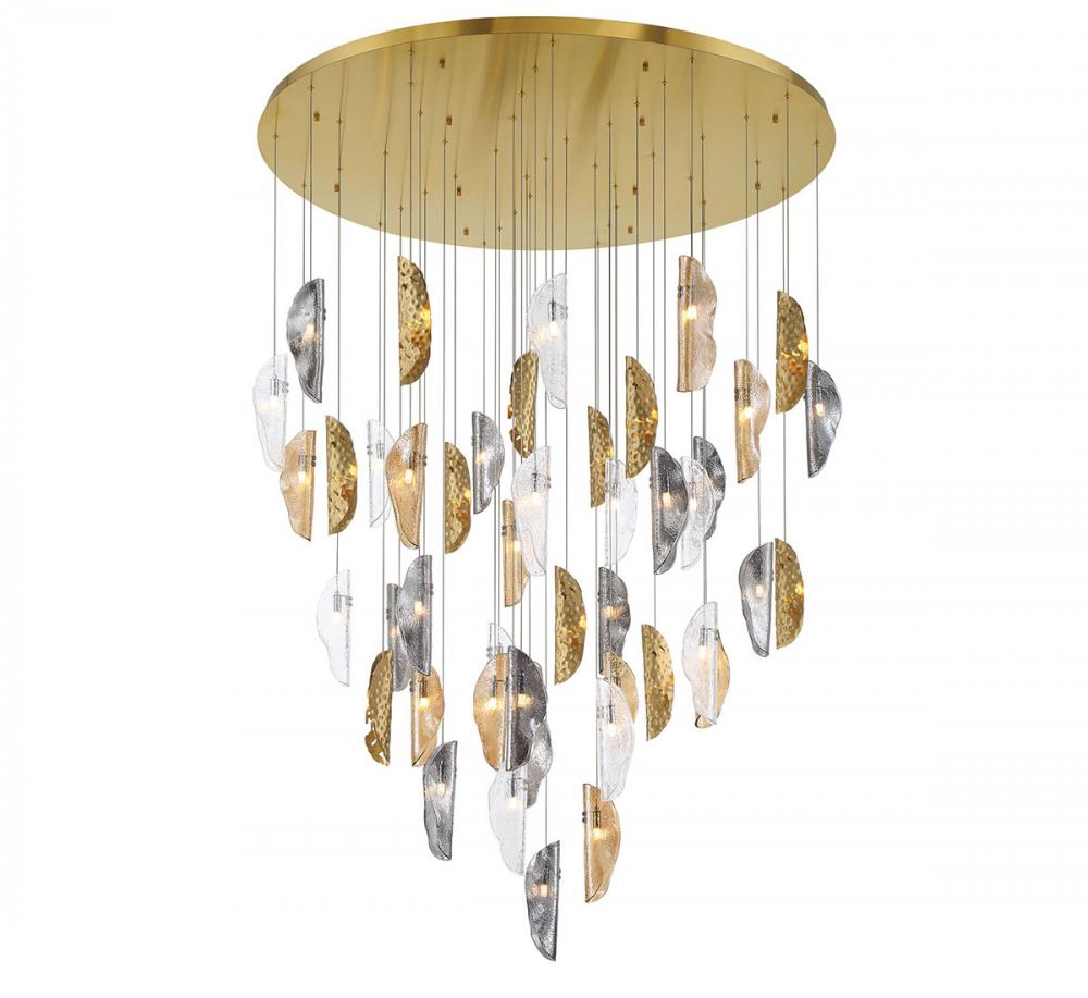 Sorrento, 45 Light LED Grand Chandelier, Mixed With Copper Leaf, Gold Canopy