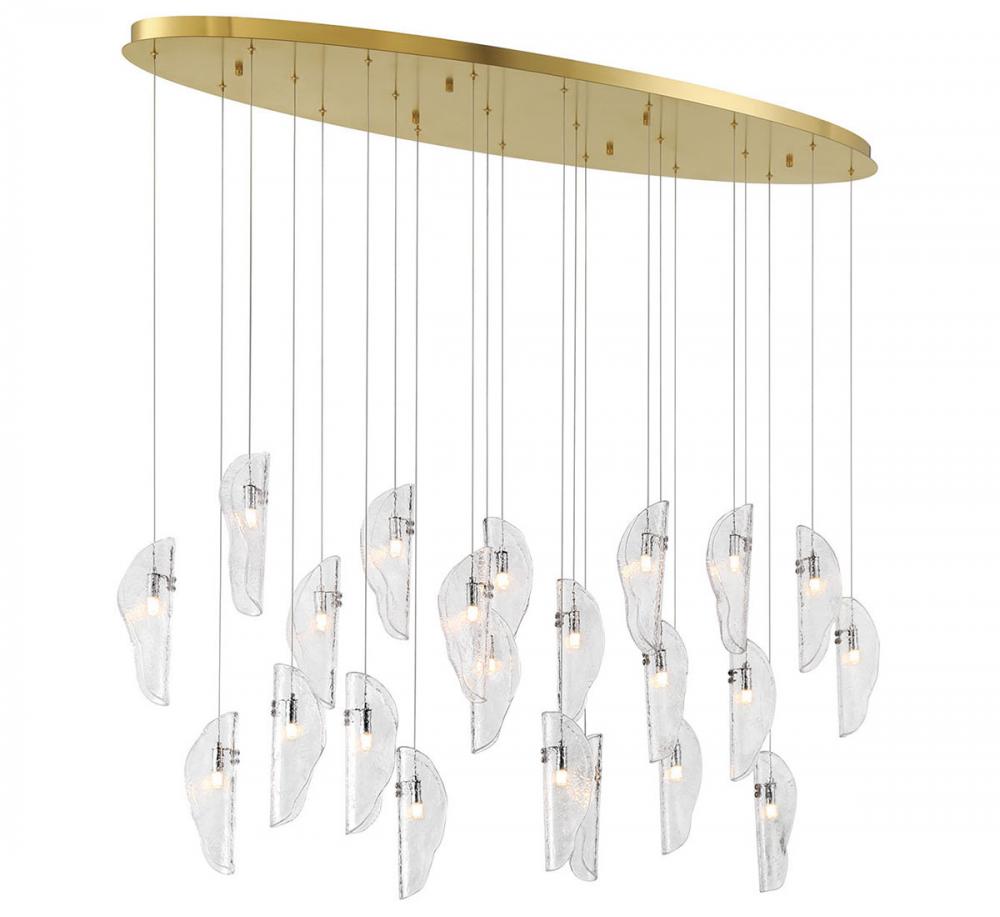 Sorrento, 22 Light Oval LED Chandelier, Clear, Gold Canopy