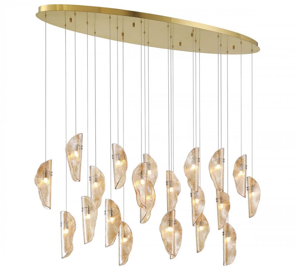 Sorrento, 22 Light Oval LED Chandelier, Amber, Gold Canopy