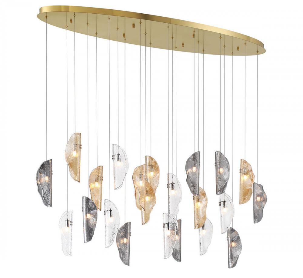 Sorrento, 22 Light Oval LED Chandelier, Mixed, Gold Canopy