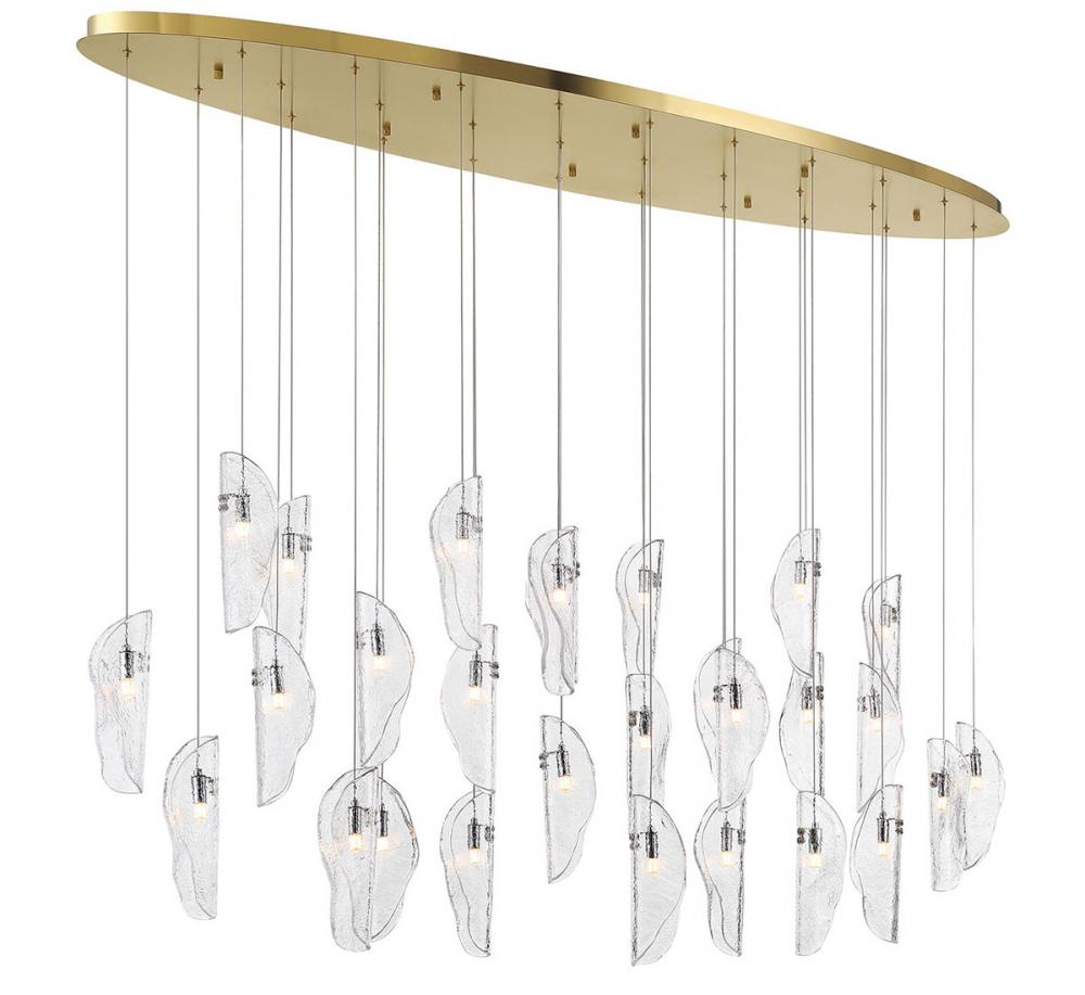 Sorrento, 28 Light Oval LED Chandelier, Clear, Gold Canopy