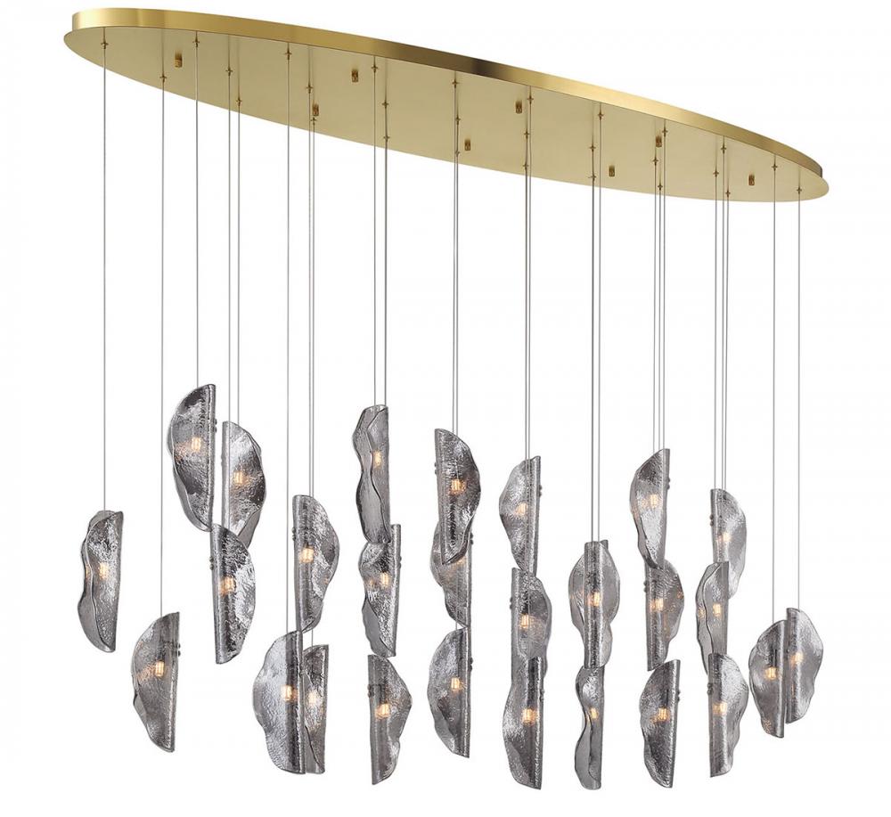 Sorrento, 28 Light Oval LED Chandelier, Smoke, Gold Canopy