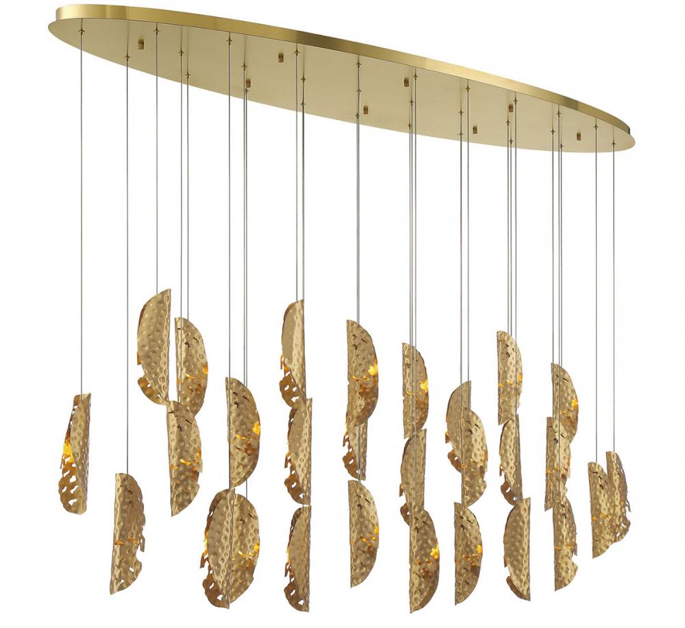 Sorrento, 28 Light Oval LED Chandelier, Copper, Gold Canopy