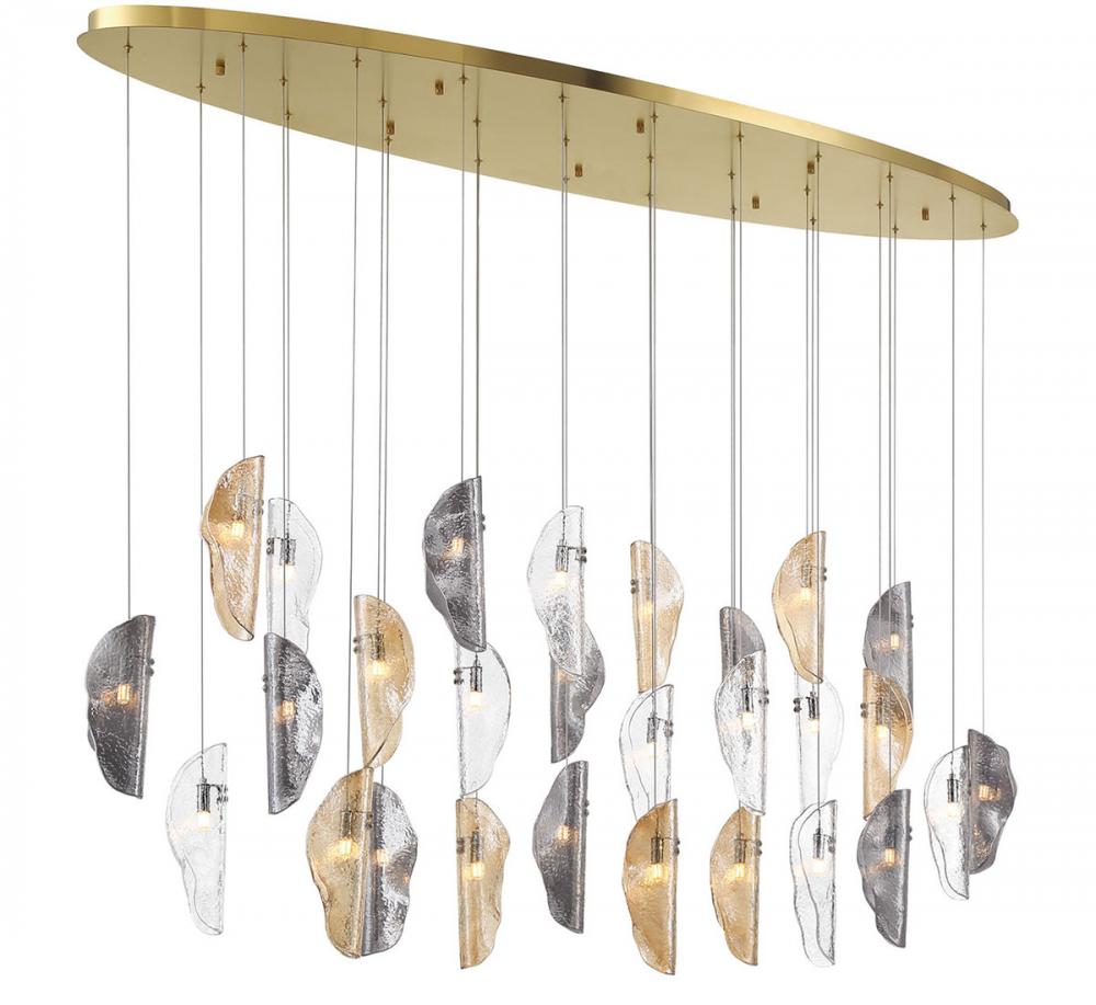 Sorrento, 28 Light Oval LED Chandelier, Mixed, Gold Canopy