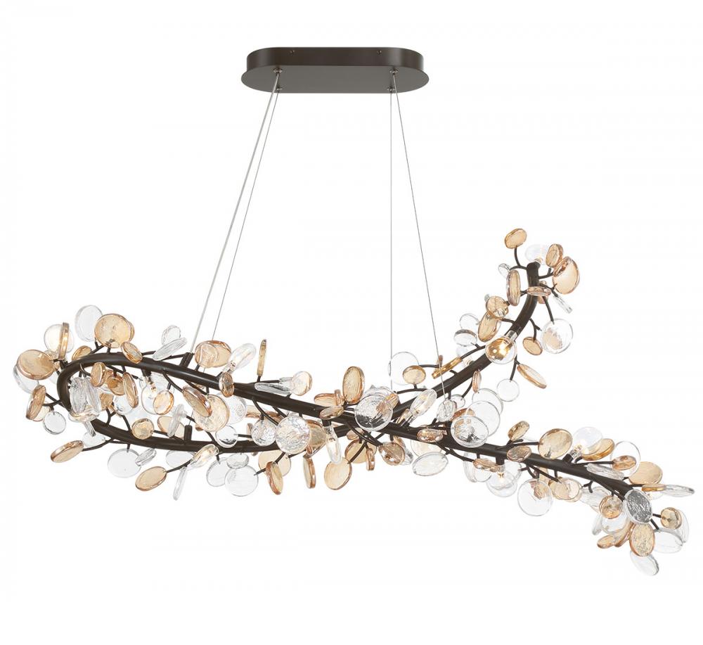 Pisa, 22 Light Ovalval LED Chandelier, Black with Gold Accent