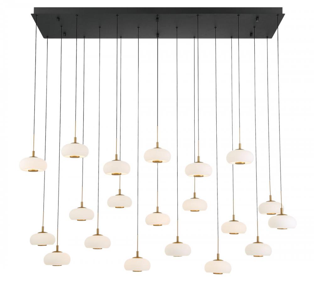 Adelfia, 20 light Rectangular LED Chandelier, Matte Black