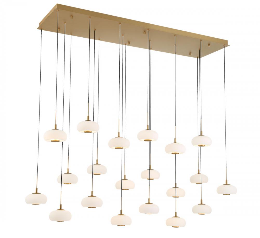 Adelfia, 20 light Rectangular LED Chandelier, Painted Antique Brass